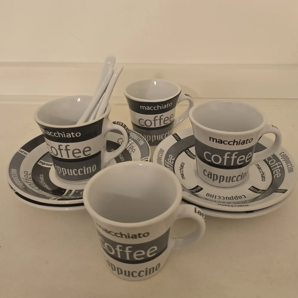 ⭐️40% Off⭐️ IMUSA Espresso Coffee Set with Saucers and Mini Spoons - Set of 4